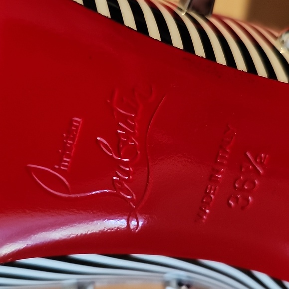Christian Louboutin Aimanta B&W Striped Women's Heels - EUC 👠 Size 36.5 - Picture 8 of 17